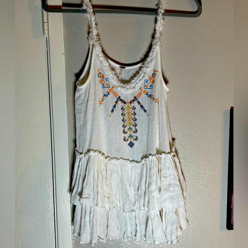 Free People Boho Embroidered Tank